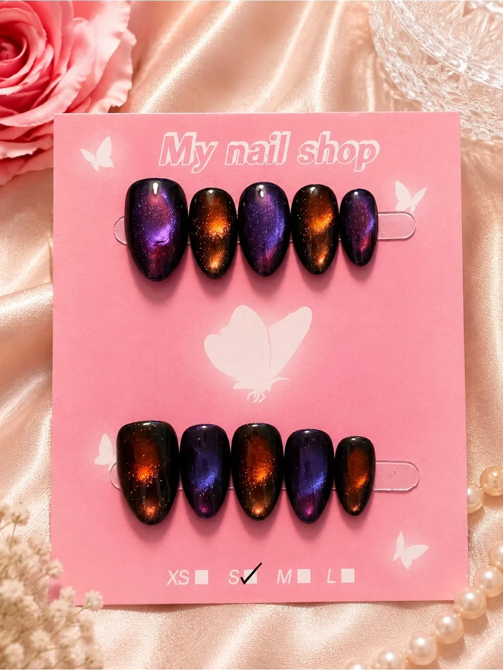 🌌 Galaxy Cat Eye Press-On Nails